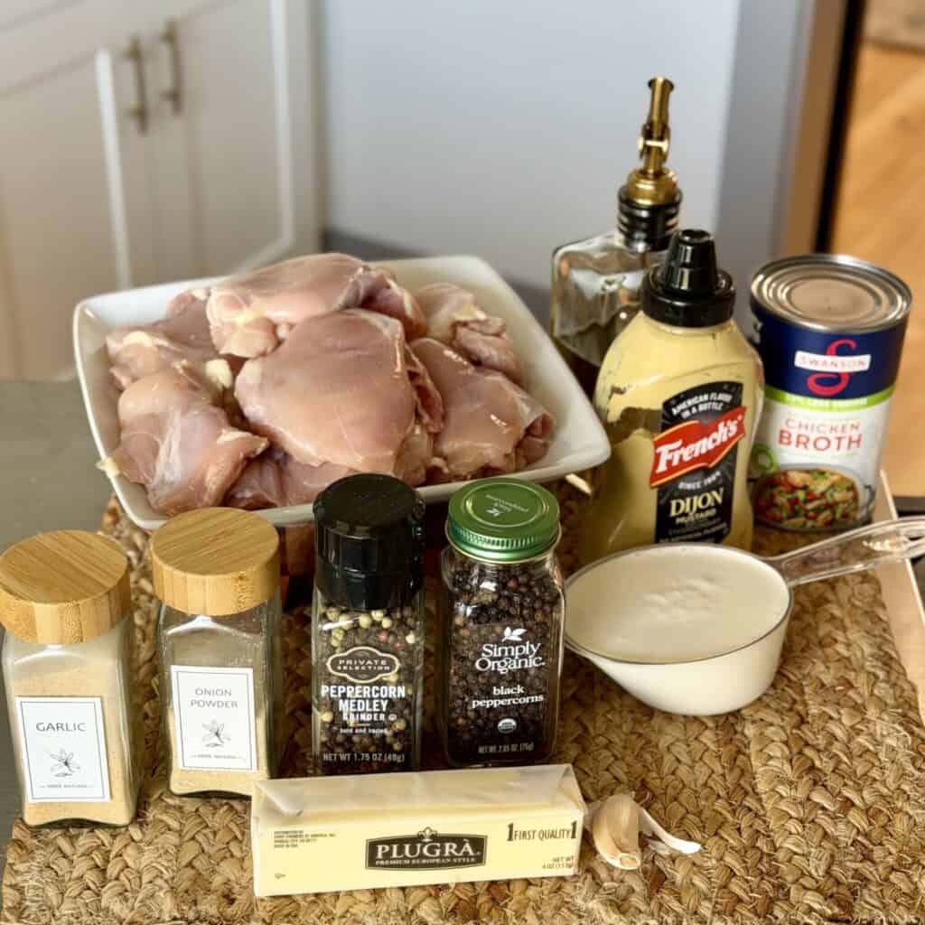 Ingredients for peppercorn chicken.