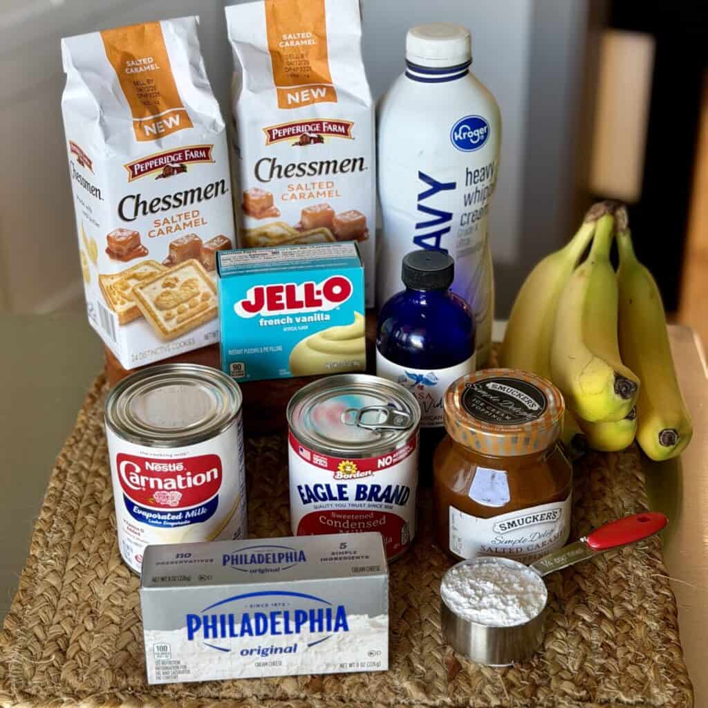 Ingredients for Banana Pudding Trifle Dessert.