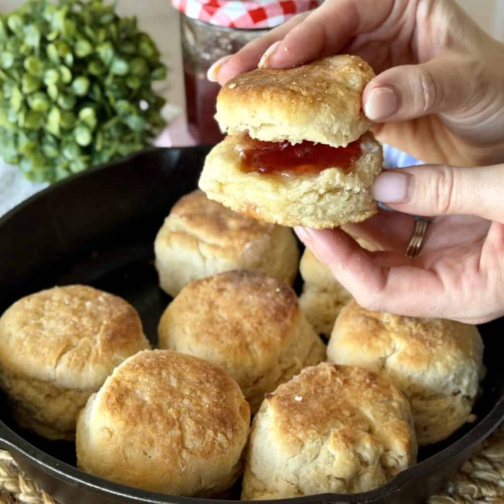 Lard biscuit with Jam inside.