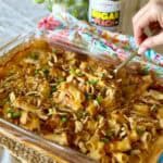 A spoonful of Barbecue Chicken Casserole.