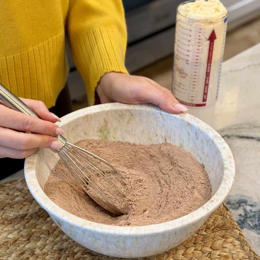 Mixing all the dry ingredients together.