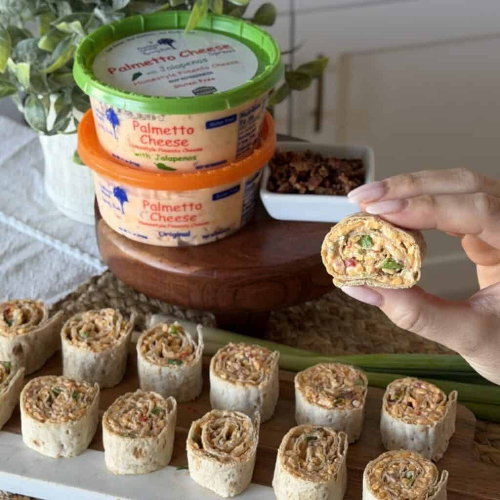 A pimento cheese pinwheel. 