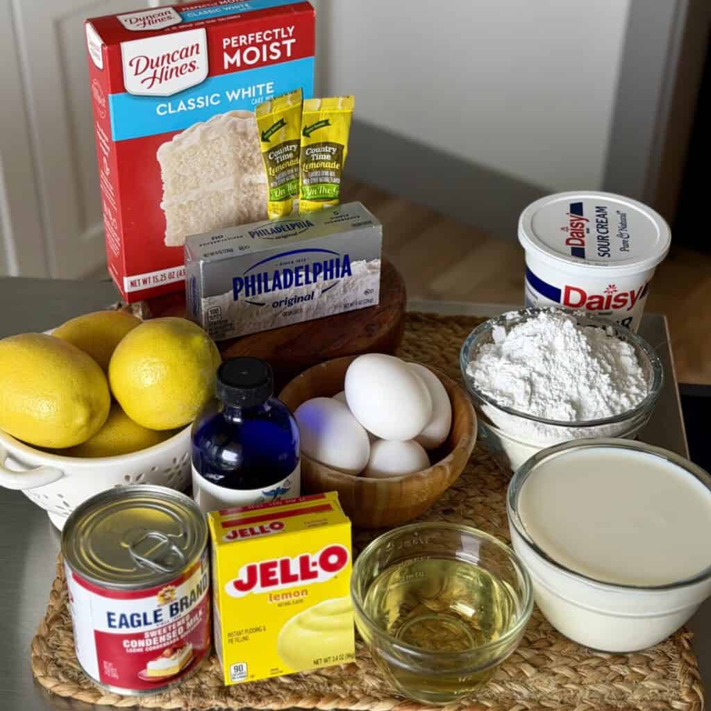Ingredients for lemonade cake.