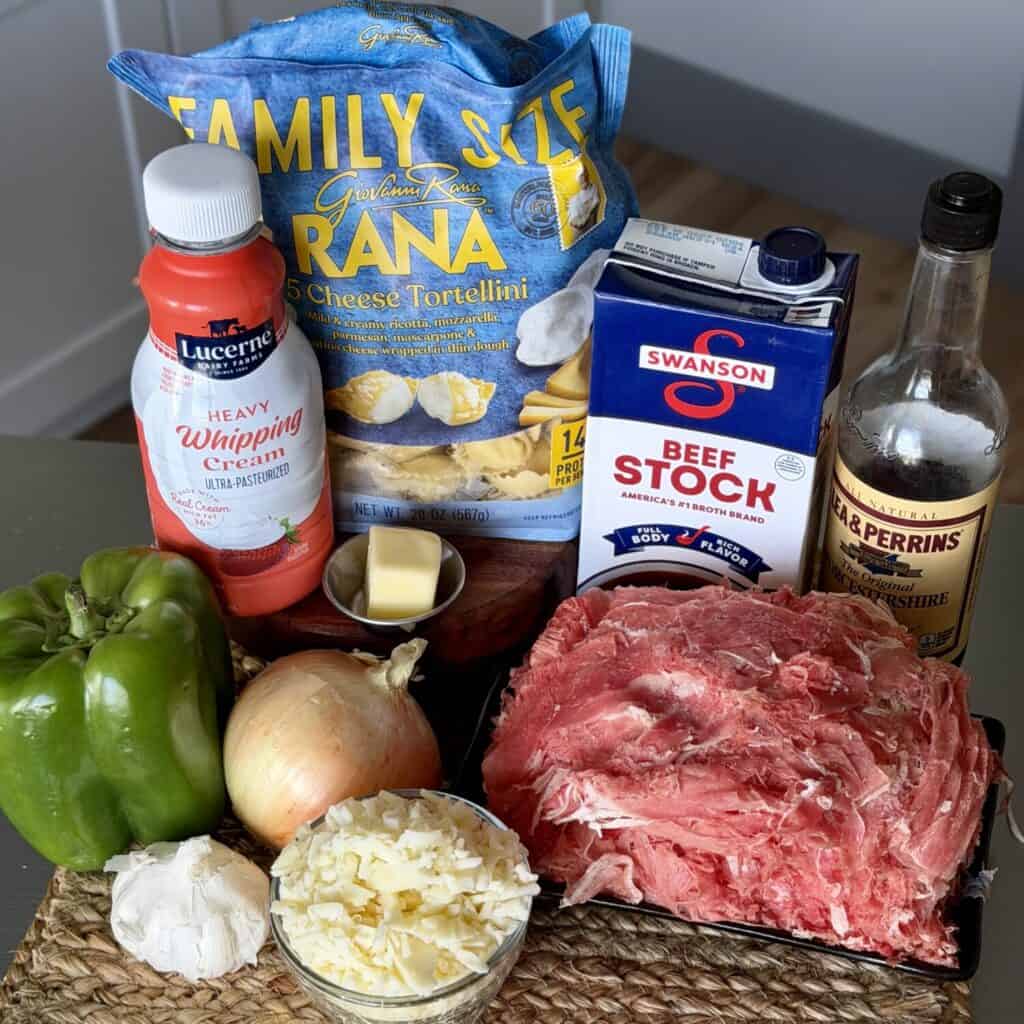 Ingredients for Cheesesteak tortellini.