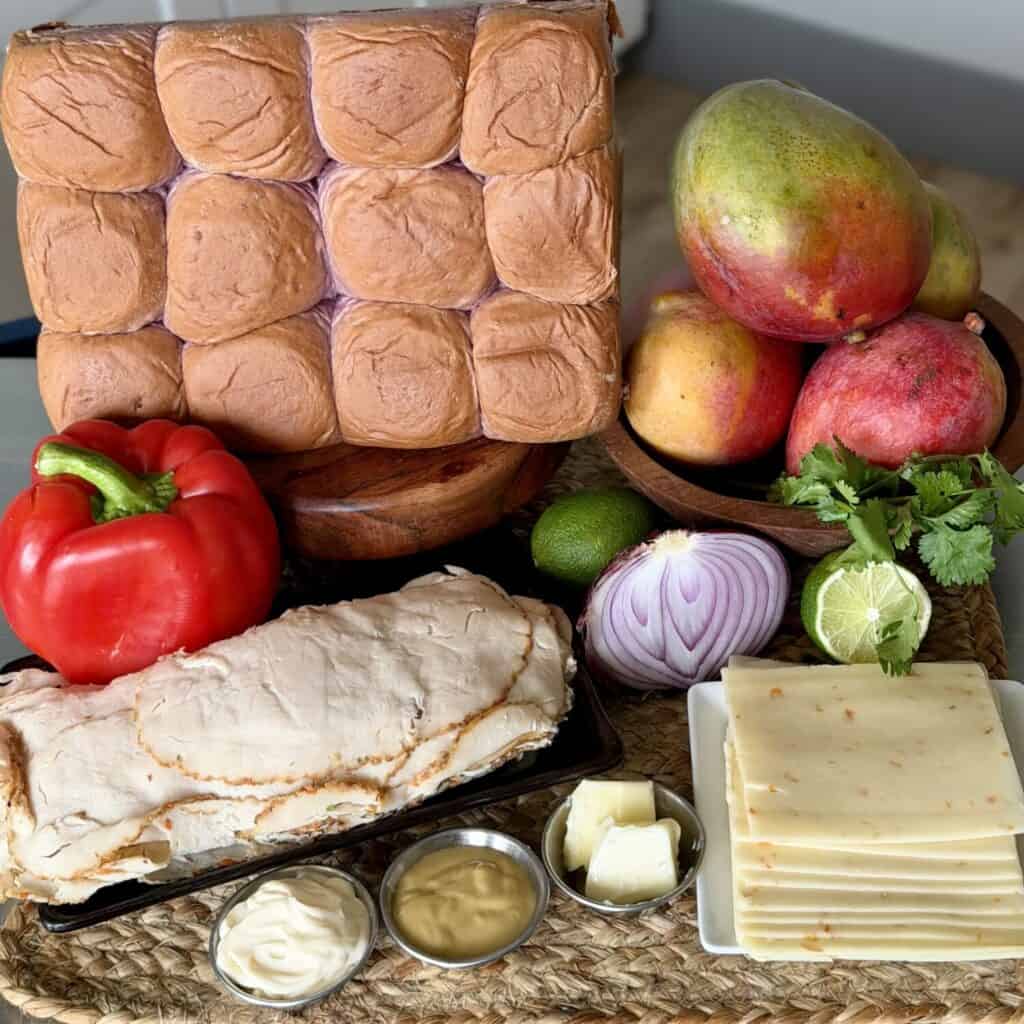 The ingredient to make tropical chicken sliders.