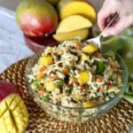 A bowl of tropical ramen noodle salad.