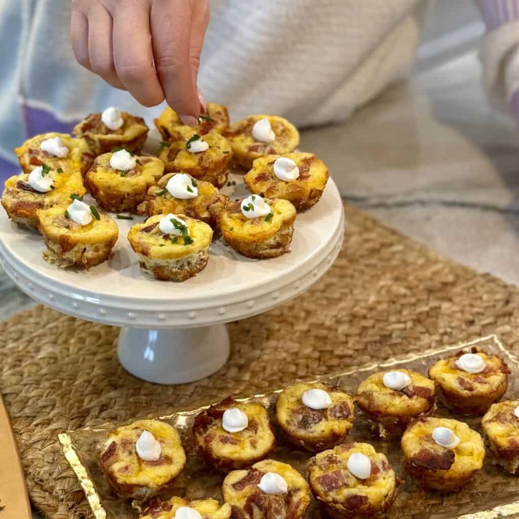 A plate of Mini Quiche.