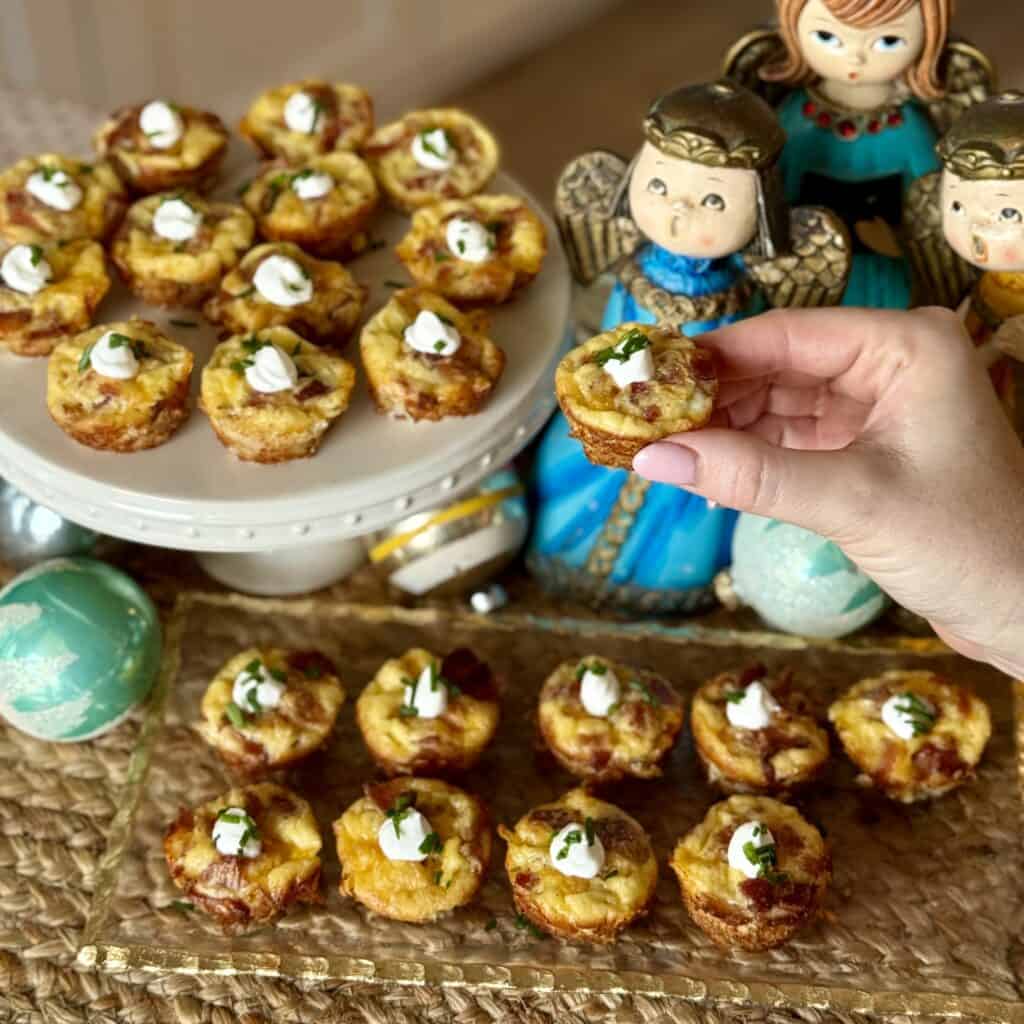 A plate of Mini Quiche.