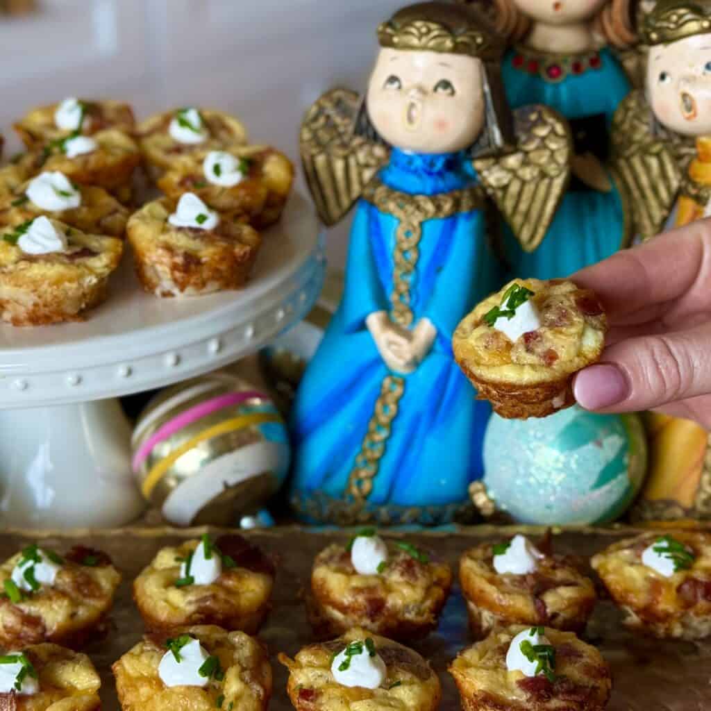 A plate of Mini Quiche.