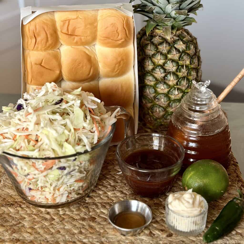 Ingredients for Hawaiian sliders.