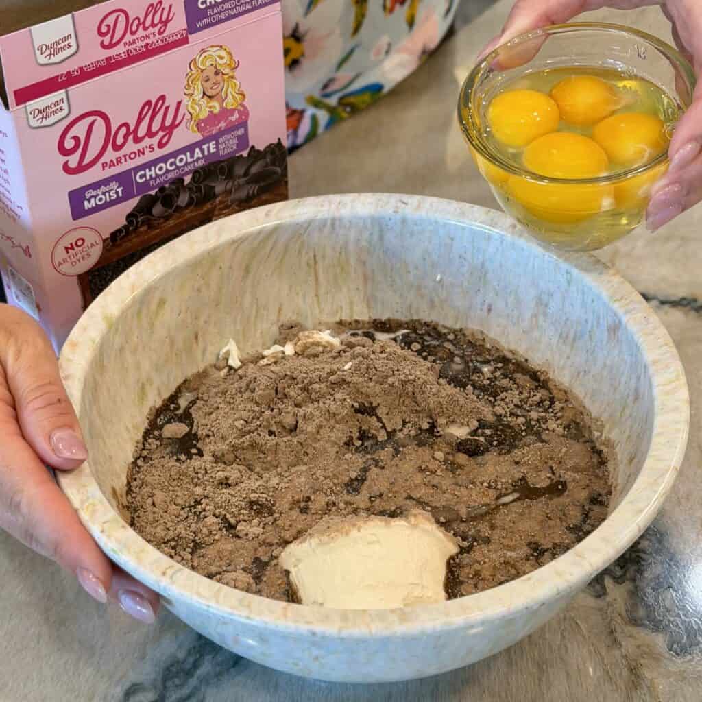 Adding mix mixture together.