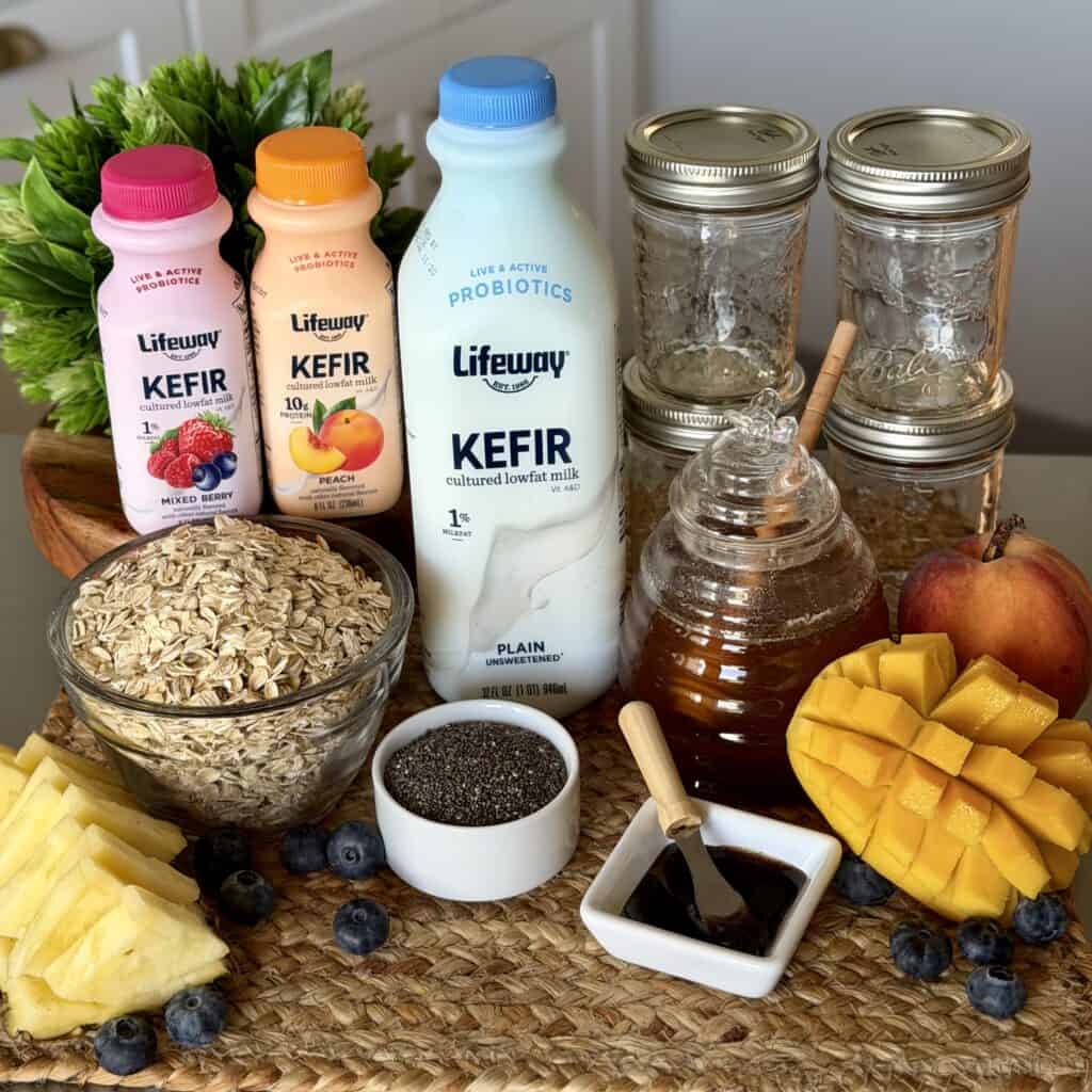 Ingredients for kefir overnight oats.