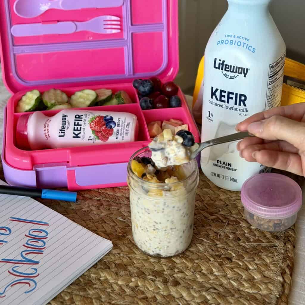 A jar of overnight oats.
