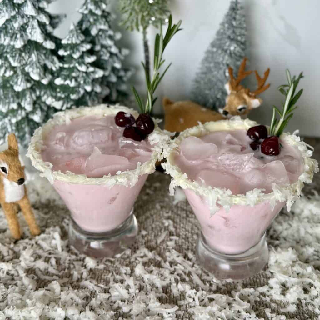 Two cups of White Christmas Mocktail.
