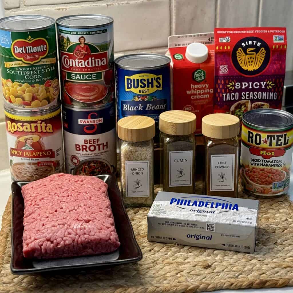 Ingredients for Slow Cooker Taco Soup.