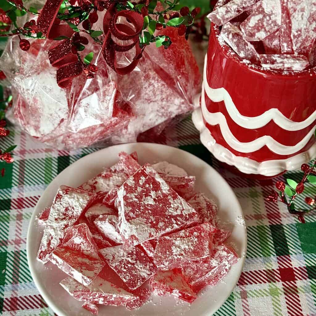 A bowl of Cinnamon hard candy.