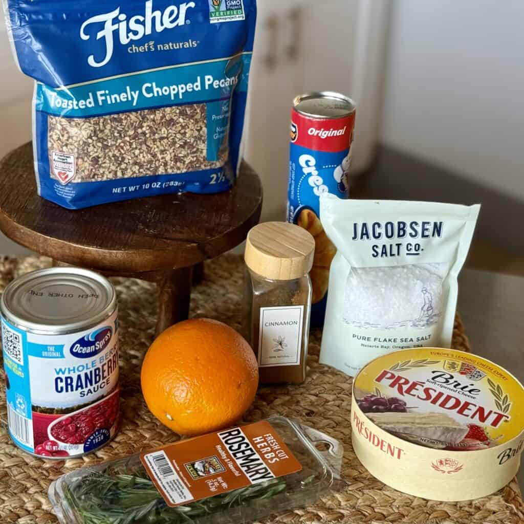 Ingredients for Cranberry Brie Bites.