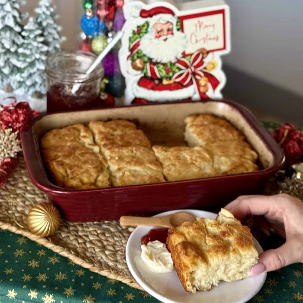 A pan of Butter Swim Biscuits.
