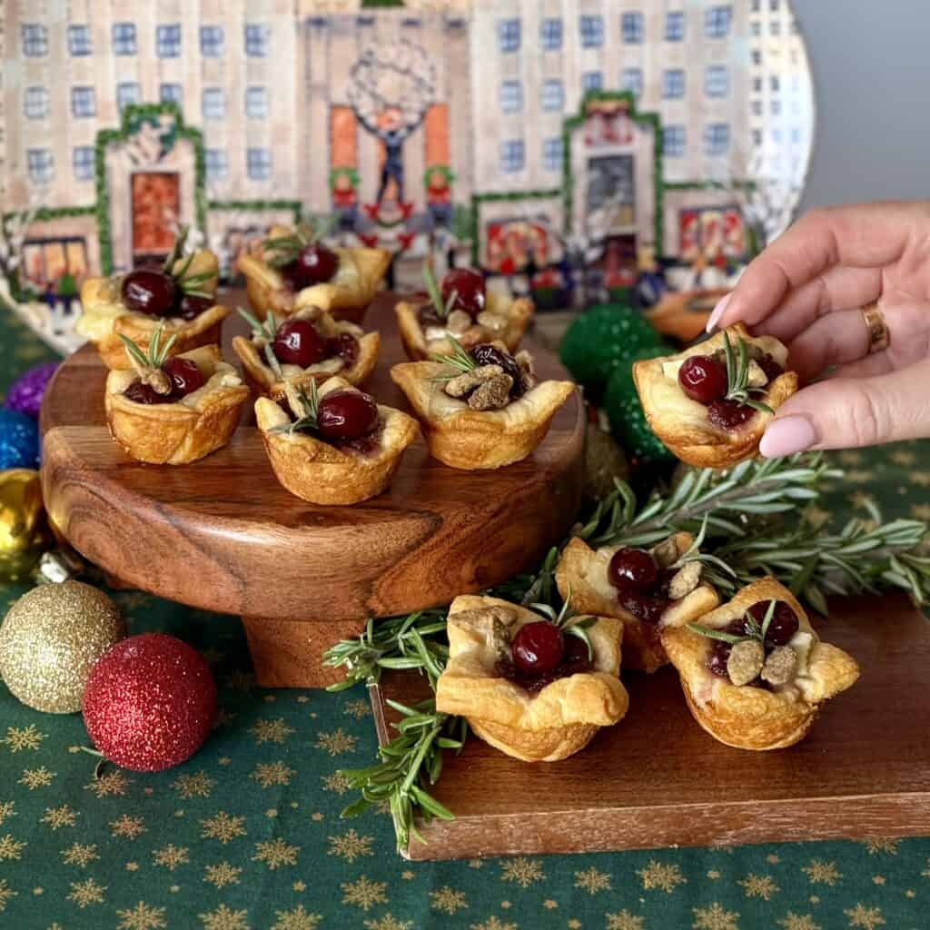 A plate of Cranberry Brie Bites.