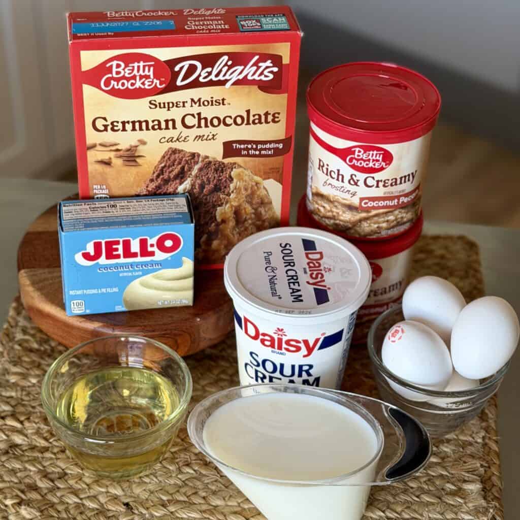 Ingredients for German sheet cake.