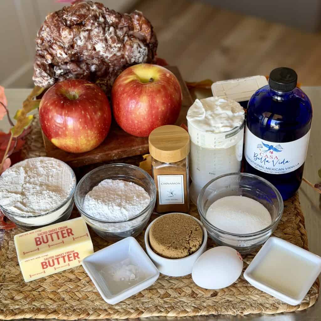 Ingredients for apple fritter bread.