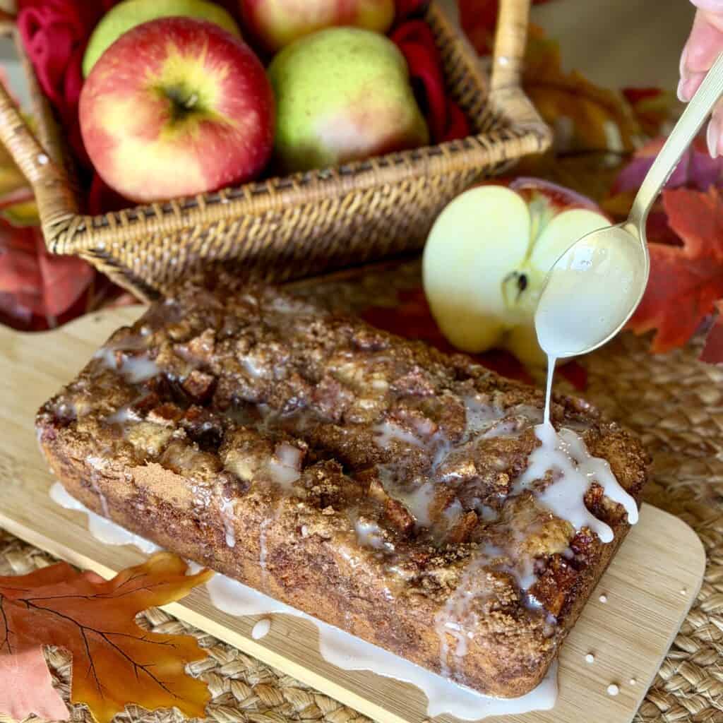 A plate of apple fritter bread.