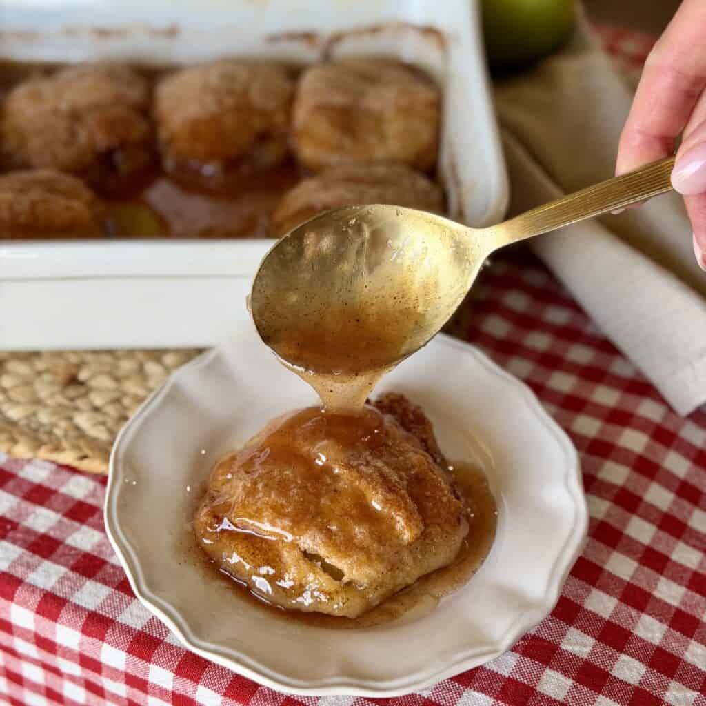 A plate of apple dumplings.