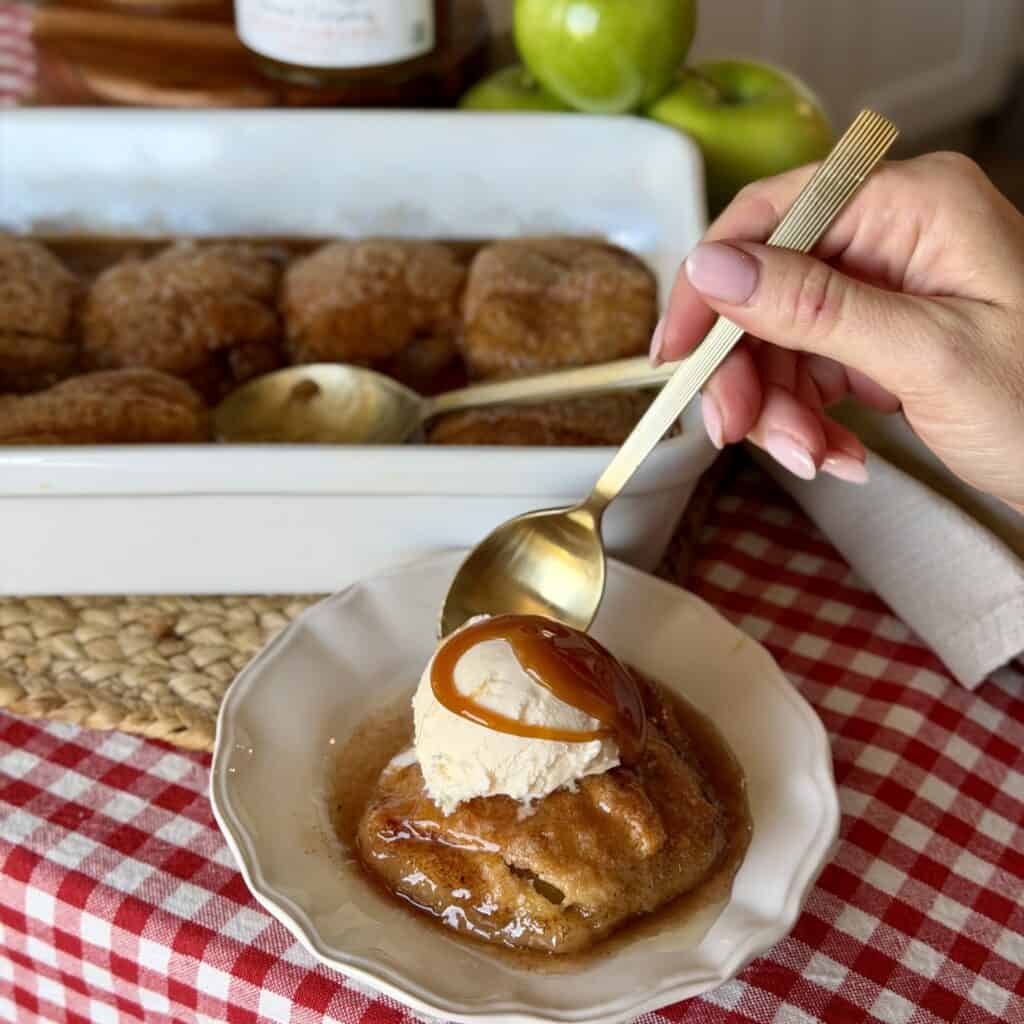 A plate of apple dumplings.