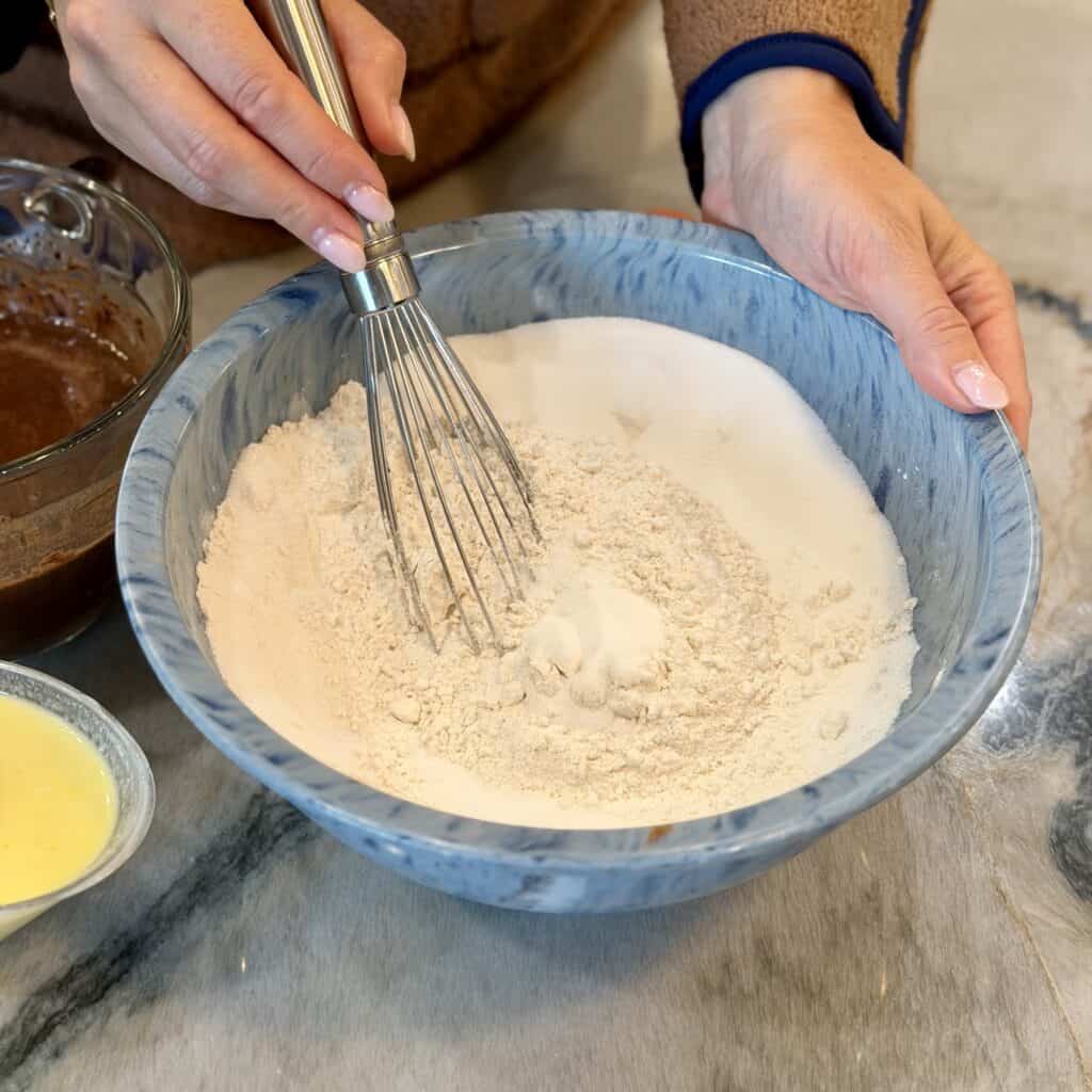 Mixing the batter for Texas Sheet Cake.