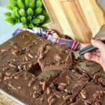 A slice of Texas Sheet Cake.